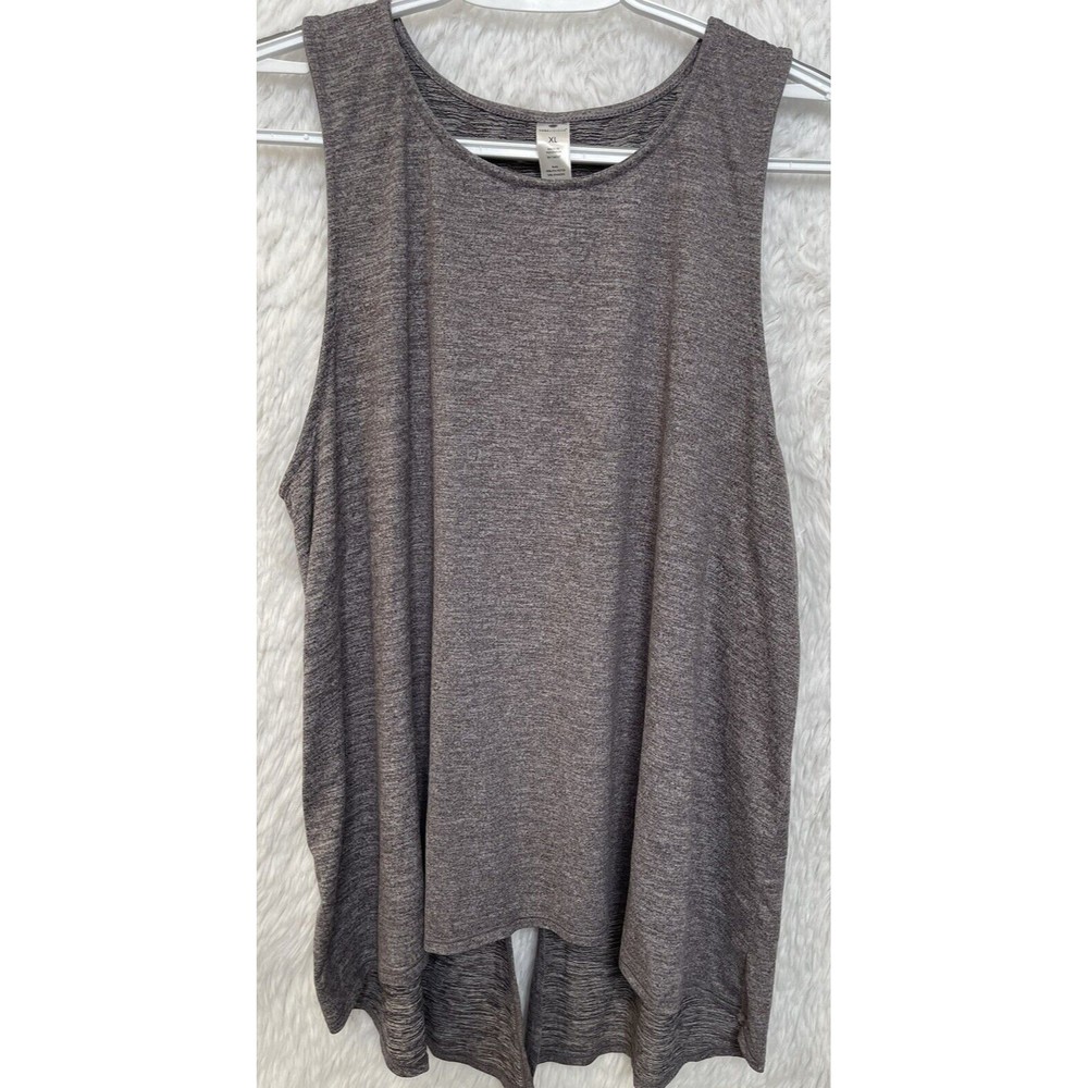 Women's YogaLicious Top Size XL Grey Open Back Sleeveless